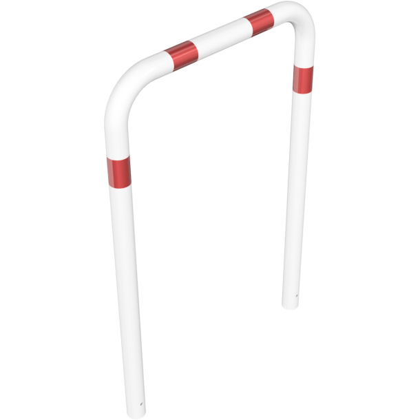 Guard hoop |  76 x 2,6 mm | without cross bar | for casting in concrete | total width: 1000 mm | total height: 1500 mm | hot-dip galvanized and white coatedwith red reflecting stripes